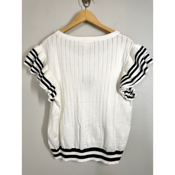 BiBi Floral Embroidered Blouse with Striped Sleeves - Picture 12 of 15